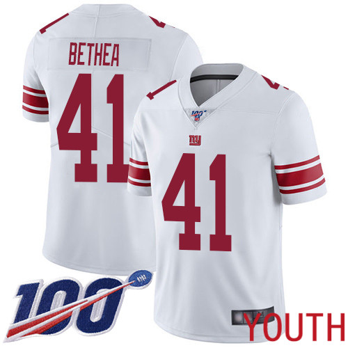 Youth New York Giants #41 Antoine Bethea White Vapor Untouchable Limited Player 100th Season Football NFL Jersey